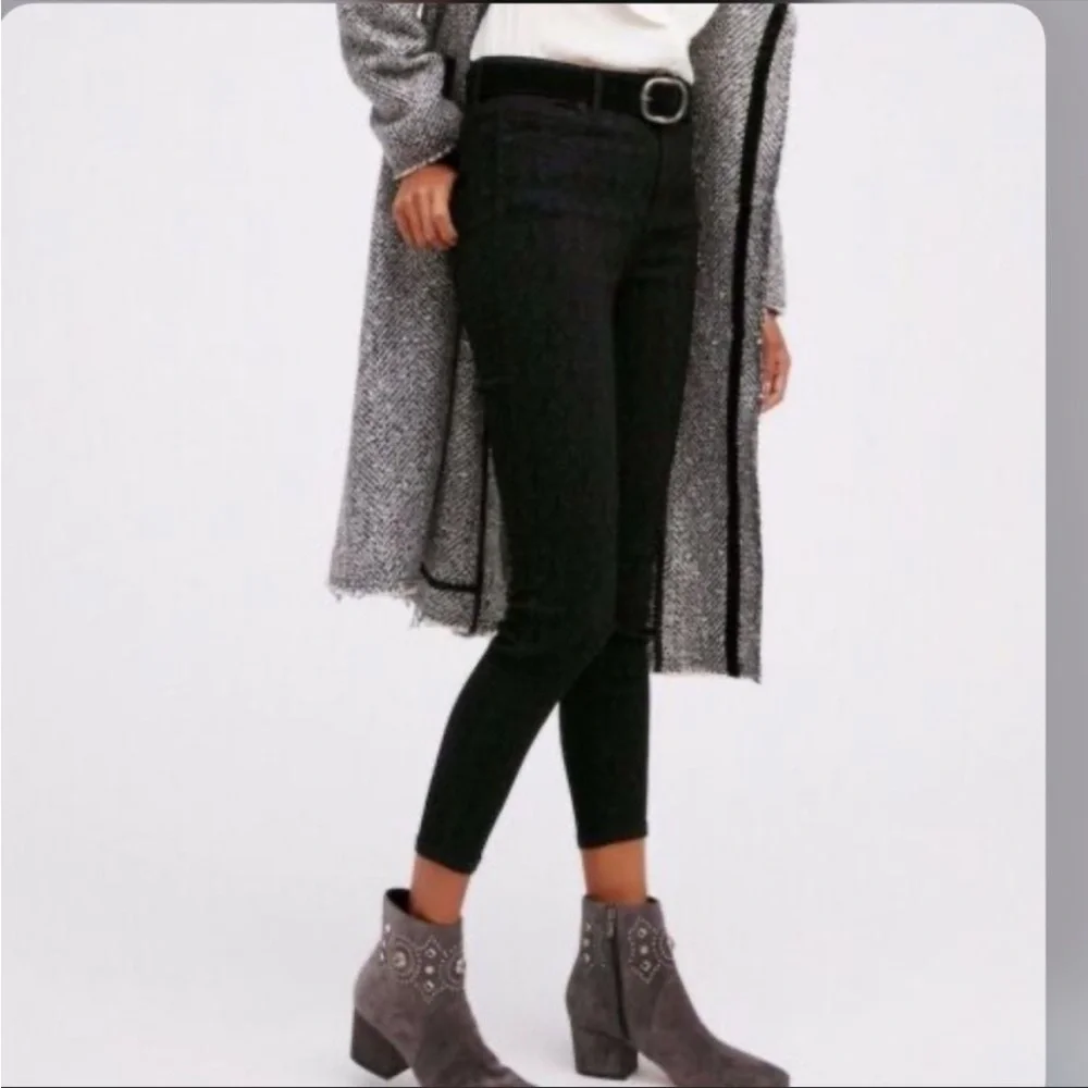 Free People Black Peyton Jacquard Skinny Jeans Sz 28 EUC